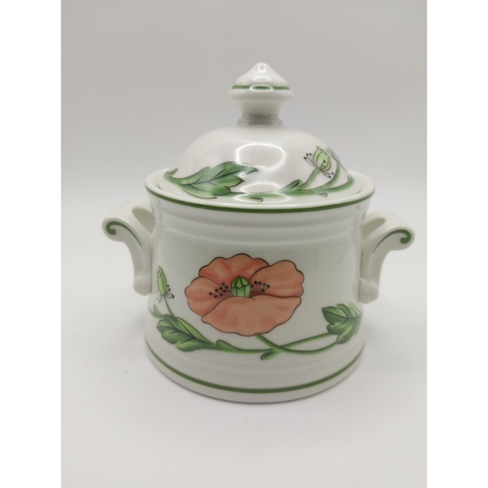 Vintage Villeroy & Boch AMAPOLA Covered Sugar Bowl  Handles 4.5" ca. 1978-2001